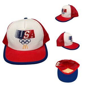 Vintage McDonalds USA Olympics Hat 1984 Los Angeles 80s Snapback Cap‎ adjustable